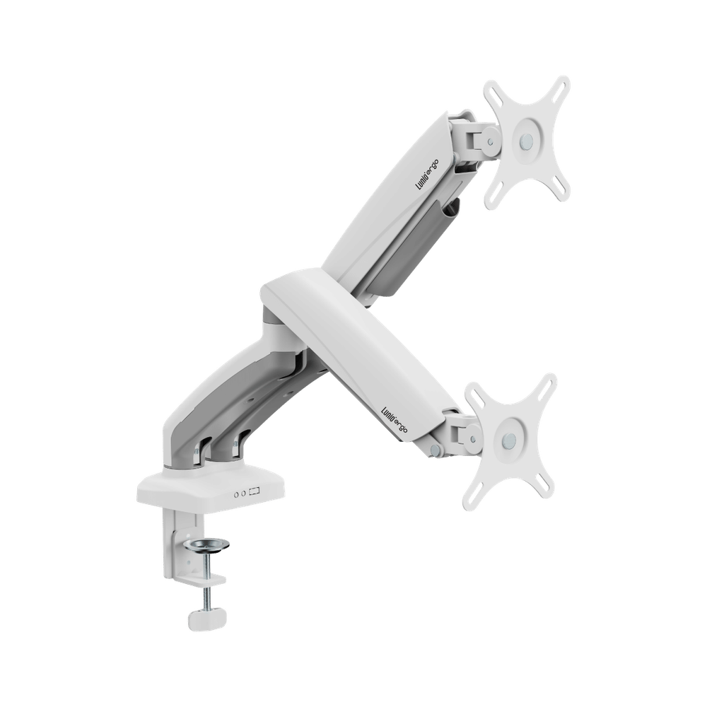 แขนจับจอ LUNIO ERGO MONITOR ARM CYBOT สีขาว 2 แขน หมุนได้360&deg;